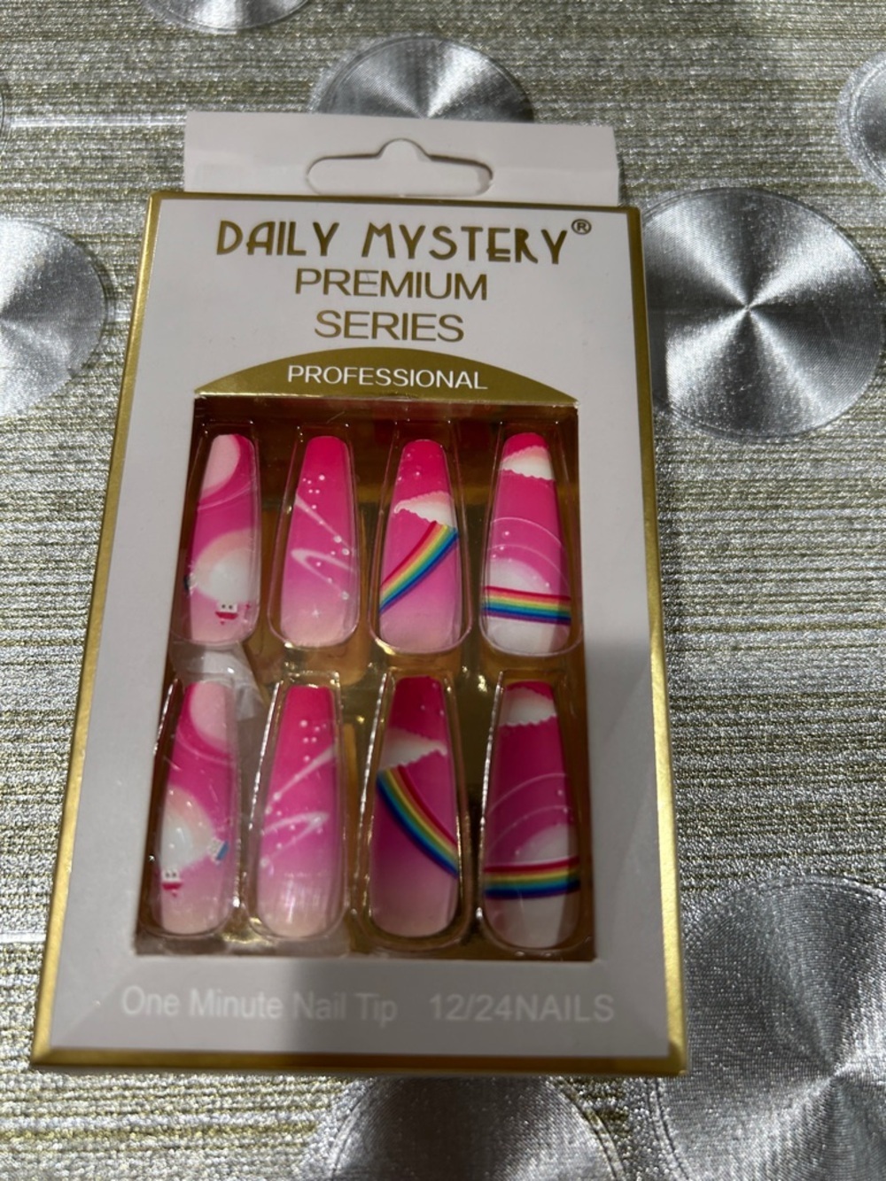 Daily Mystery Hot Pink Whimsical Press On Nails Set. 12-24 nails. - Picture 2 of 4